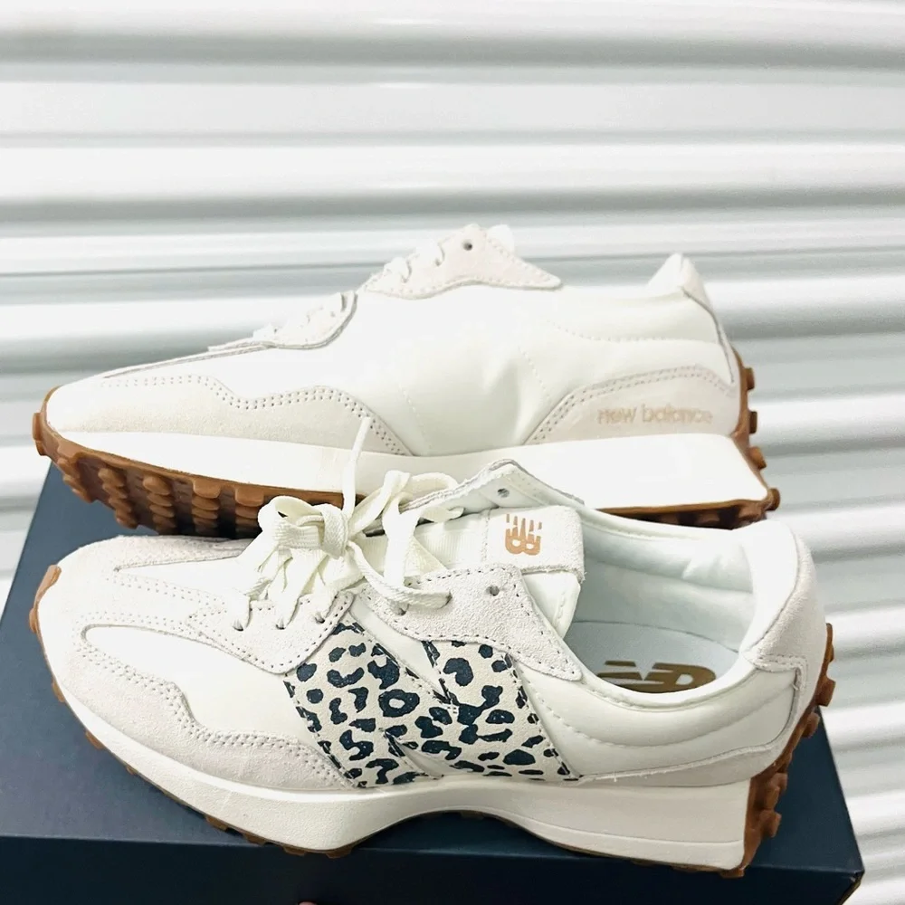New Balance 327 Animal Print Logo Casual Women Sneakers Sea Salt Leopard  5.5 - Picture 6 of 15